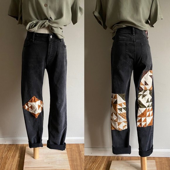 Acne Studios Denim - ACNE STUDIOS Patchwork Blå Konst Jeans Black